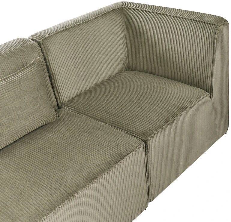 Beliani Modulinė kampinė sofa LEMVIG 4 asmenims, kairinė, žalias velvetas su otomane