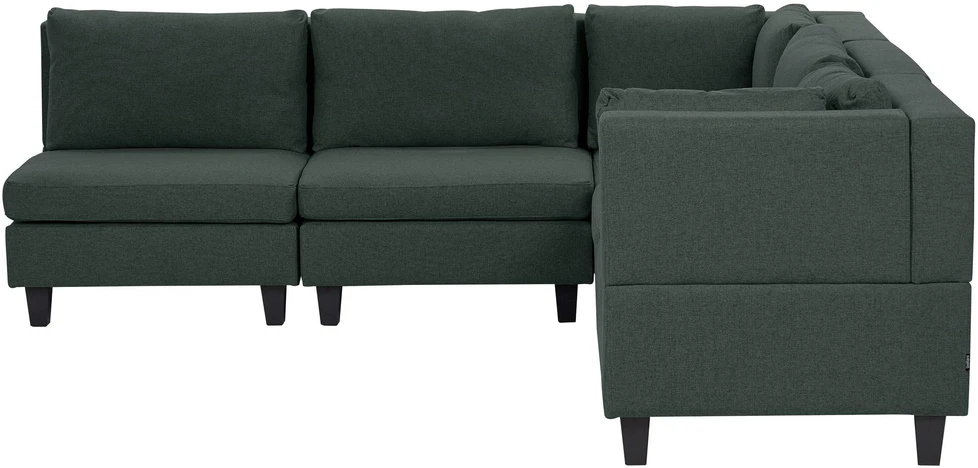 Beliani Modulinė kampinė sofa UNSTAD, 5 vietų, kairinė, tamsiai žalia