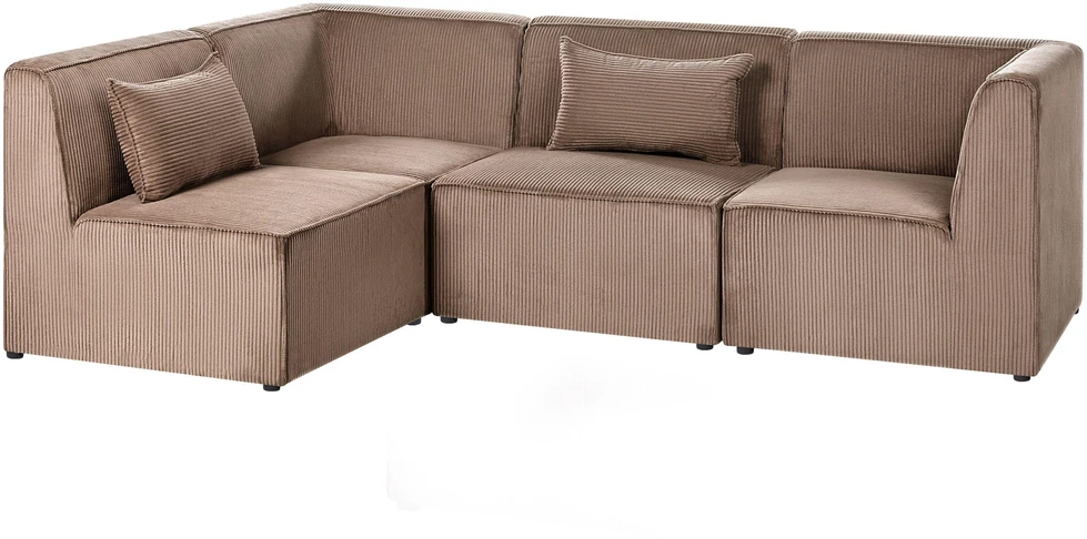 Beliani MODULINĖ KAMPUINĖ SOFA LEMVIG 4 VIETŲ, DEŠININĖ, SMĖLIO SPALVOS VAGOSTU