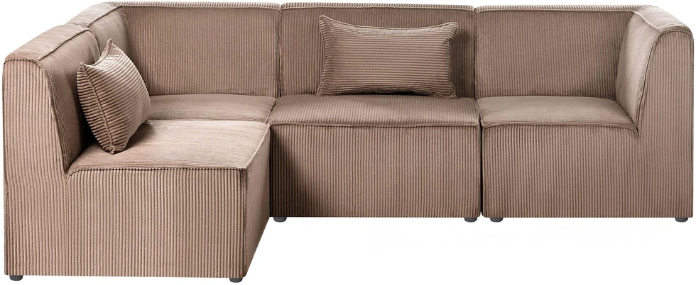 Beliani MODULINĖ KAMPUINĖ SOFA LEMVIG 4 VIETŲ, DEŠININĖ, SMĖLIO SPALVOS VAGOSTU