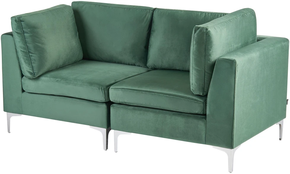 Beliani Modulinė sofa 2 asmenims EVJA žalias veliūras