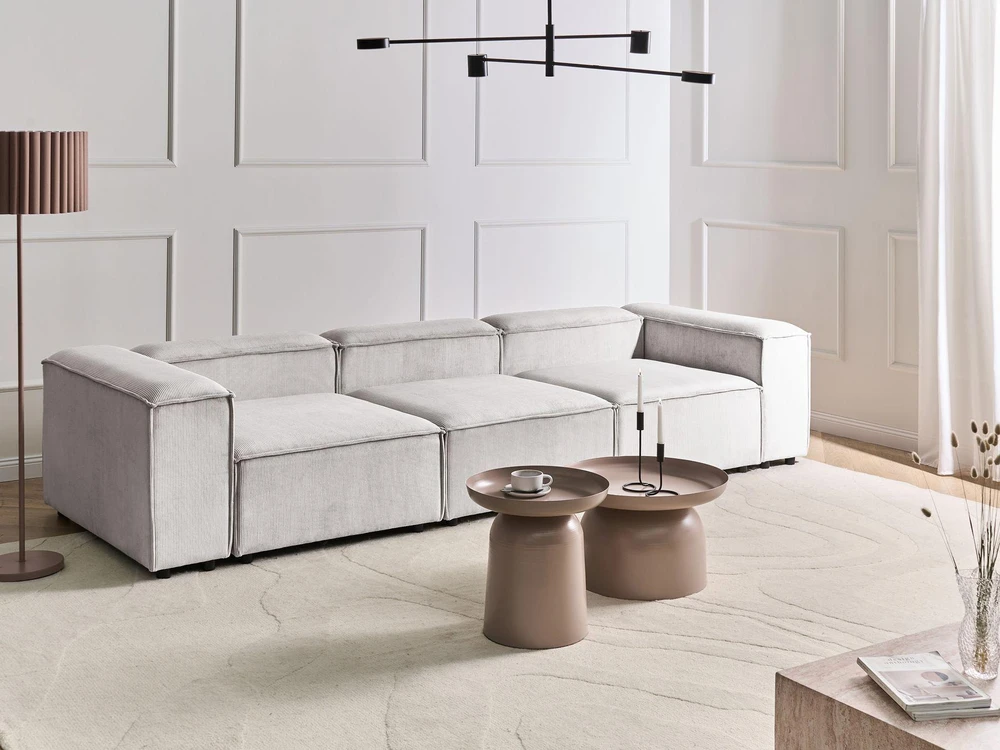 Beliani Modulinė sofa 3 asmenims ARDAL, kreminė balta, velvetas