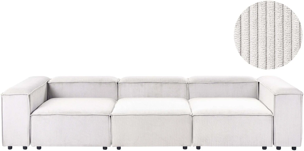 Beliani Modulinė sofa 3 asmenims ARDAL, kreminė balta, velvetas