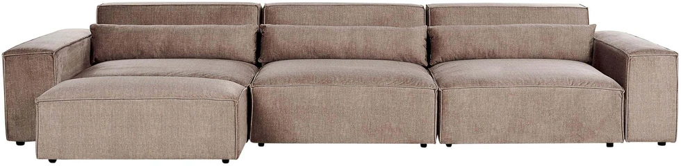 Beliani Modulinė sofa 3 asmenims HELLNAR su pufu, šviesiai ruda