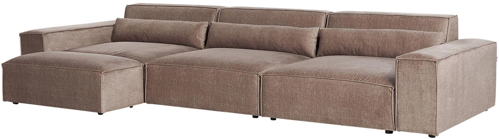 Beliani Modulinė sofa 3 asmenims HELLNAR su pufu, šviesiai ruda