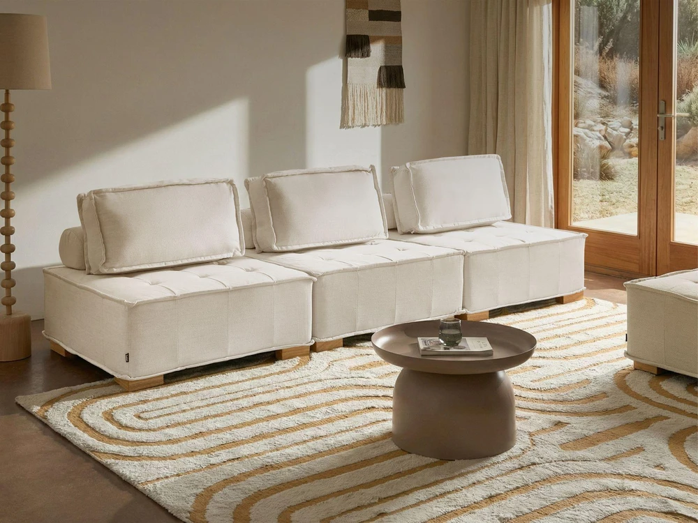 Beliani Modulinė sofa 3 asmenims TIBRO, sulaužyta balta