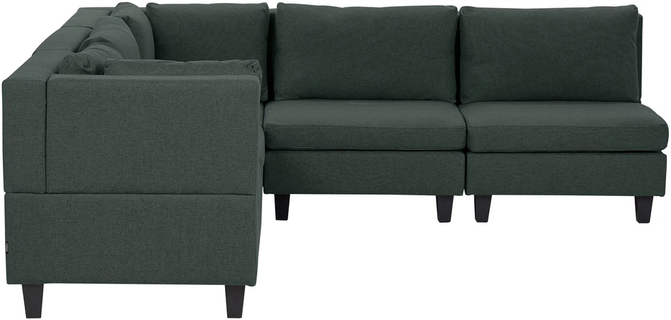 Beliani Modulinė sofa 5 asmenims UNSTAD dešininė, tamsiai žalia