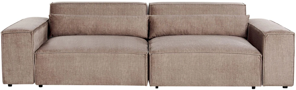 Beliani Modulinė sofa dviem asmenims HELLNAR su otomane, šviesiai ruda