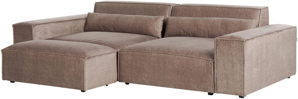 Beliani Modulinė sofa dviem asmenims HELLNAR su otomane, šviesiai ruda