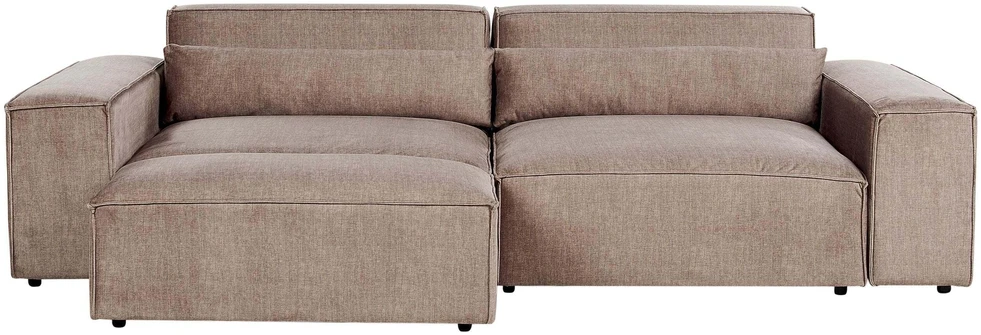 Beliani Modulinė sofa dviem asmenims HELLNAR su otomane, šviesiai ruda