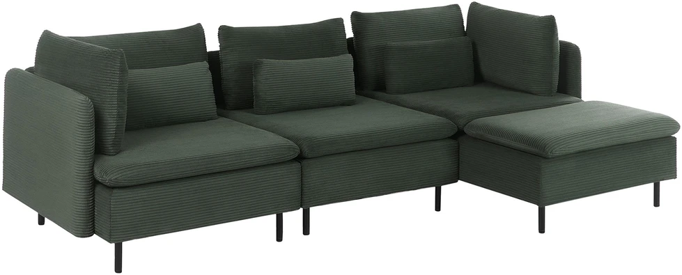 Beliani Modulinė sofa EGERIS, velvetas, tamsiai žalia, kairinė