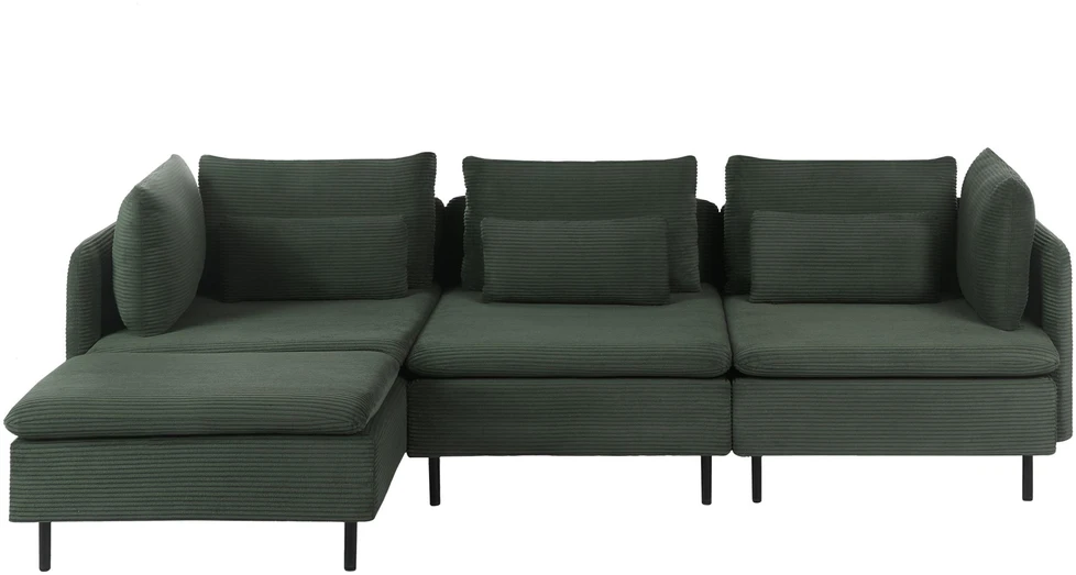 Beliani Modulinė sofa EGERIS, velvetas, tamsiai žalia, dešininė