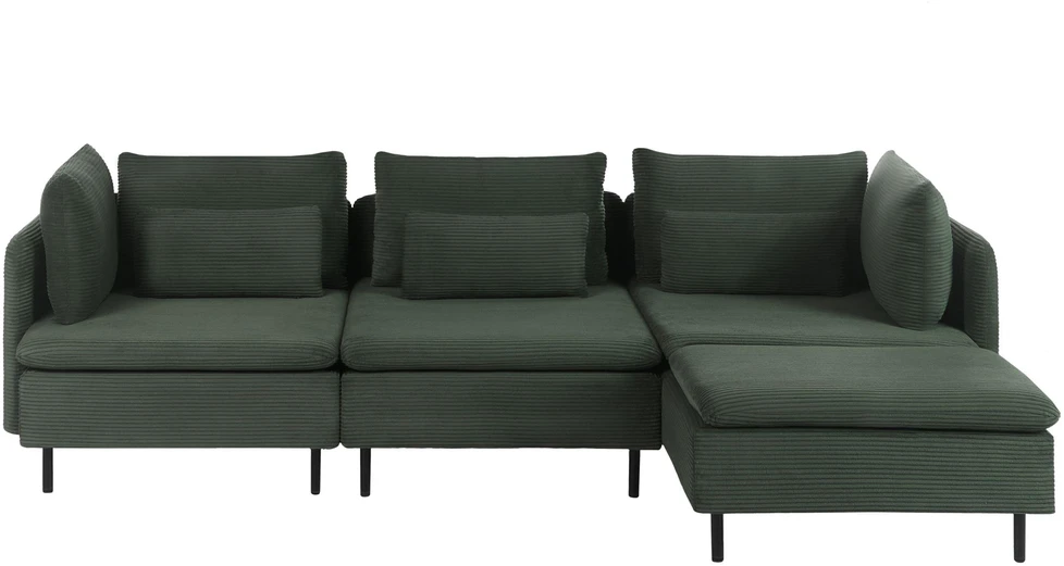 Beliani Modulinė sofa EGERIS, velvetas, tamsiai žalia, kairinė