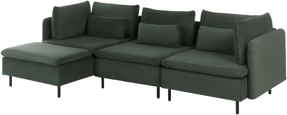 Beliani Modulinė sofa EGERIS, velvetas, tamsiai žalia, dešininė