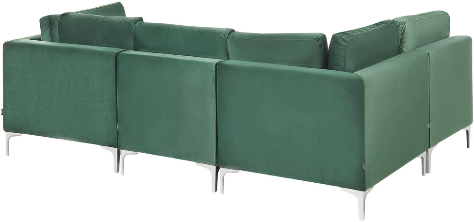 Beliani Modulinė sofa EVJA skirta 4 asmenims, dešininė, žalia, veliūrinė