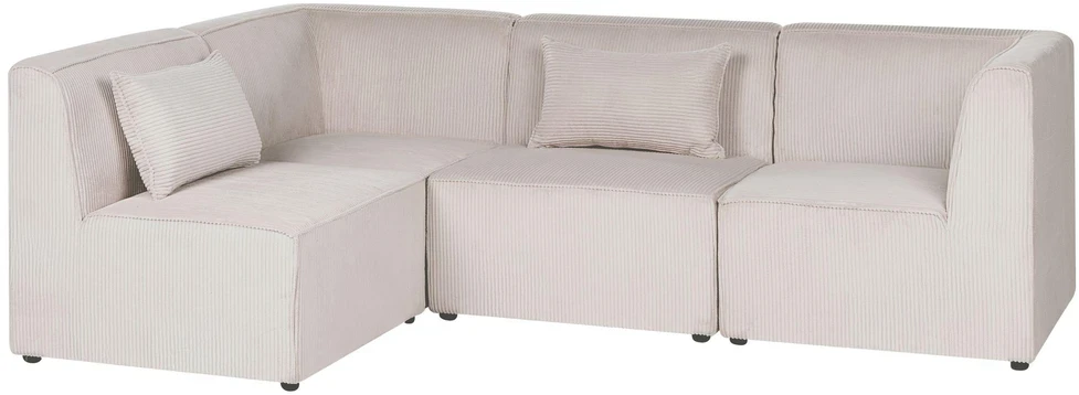 Beliani Modulinė sofa kampinė 4 asmenims LEMVIG dešininė, smėlio spalvos velvetas