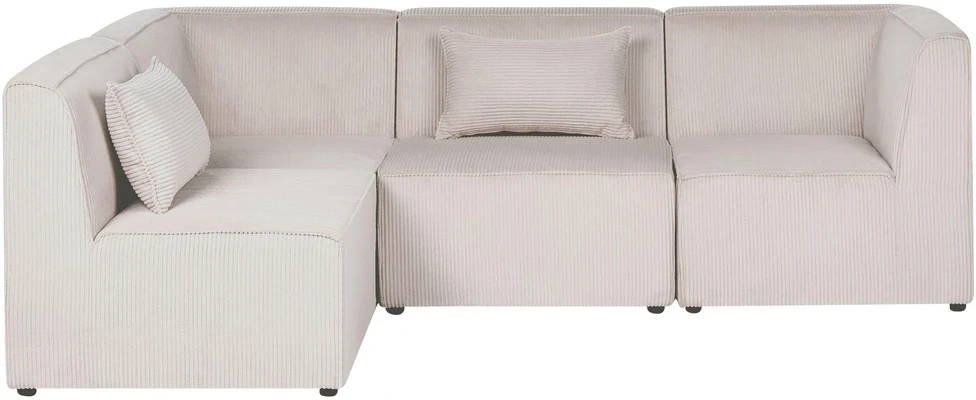 Beliani Modulinė sofa kampinė 4 asmenims LEMVIG dešininė, smėlio spalvos velvetas