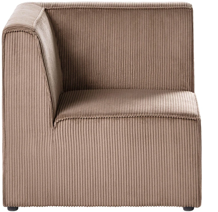 Beliani Modulinė sofa LEMVIG, kairinė, smėlio spalvos velveto audinys, su otomane