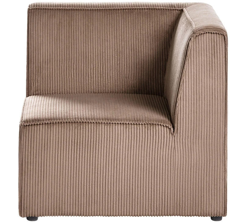 Beliani Modulinė sofa LEMVIG, kairinė, smėlio spalvos velveto audinys, su otomane