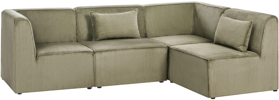 Beliani Modulinė sofa-lova „LEMVIG“, 4 vietų, kairinė, žalia, velvetas