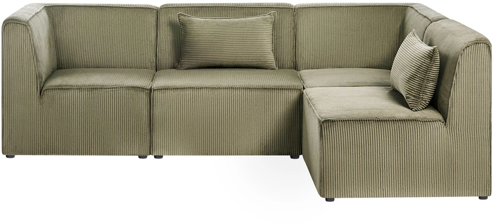 Beliani Modulinė sofa-lova „LEMVIG“, 4 vietų, kairinė, žalia, velvetas