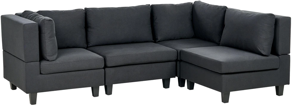 Beliani Modulinė sofa UNSTAD 4 asmenims, kairinė, juoda