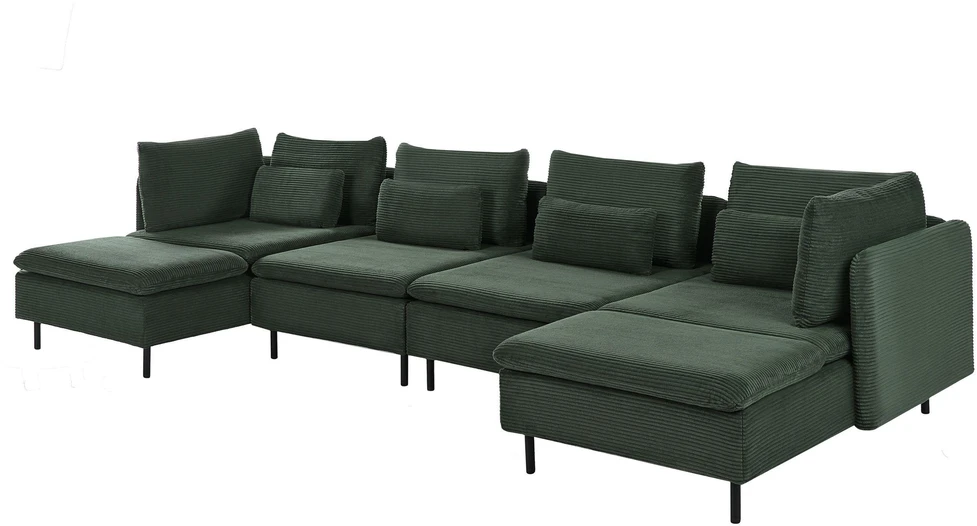 Beliani Modulinė U formos sofa 4 asmenims EGERIS tamsiai žalia velvetas