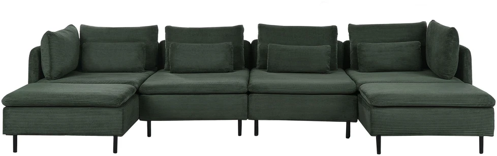 Beliani Modulinė U formos sofa 4 asmenims EGERIS tamsiai žalia velvetas