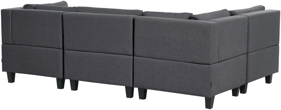Beliani Modulinė U formos sofa 5 asmenims UNSTAD tamsiai pilka su otomane