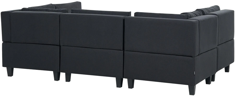 Beliani Modulinė U formos sofa 5 asmenims UNSTAD Juoda