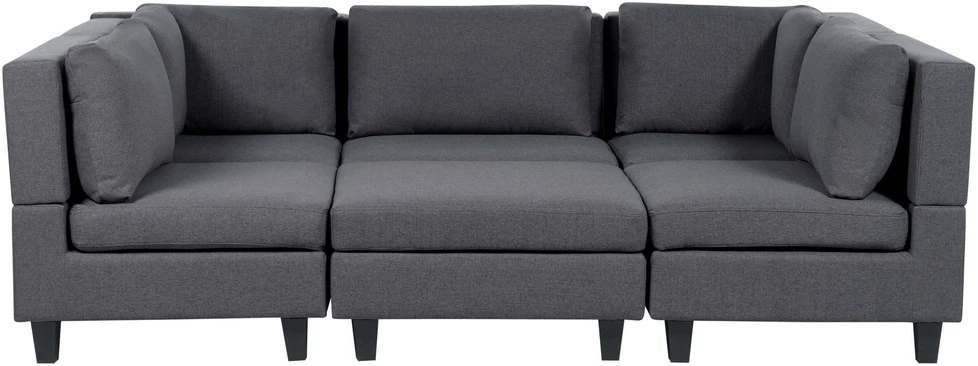 Beliani Modulinė U formos sofa 5 asmenims UNSTAD tamsiai pilka su otomane