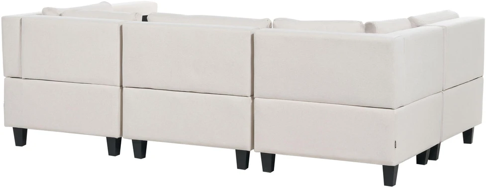 Beliani Modulinė U formos sofa 5 asmenims UNSTAD šviesiai smėlio spalvos su otomane