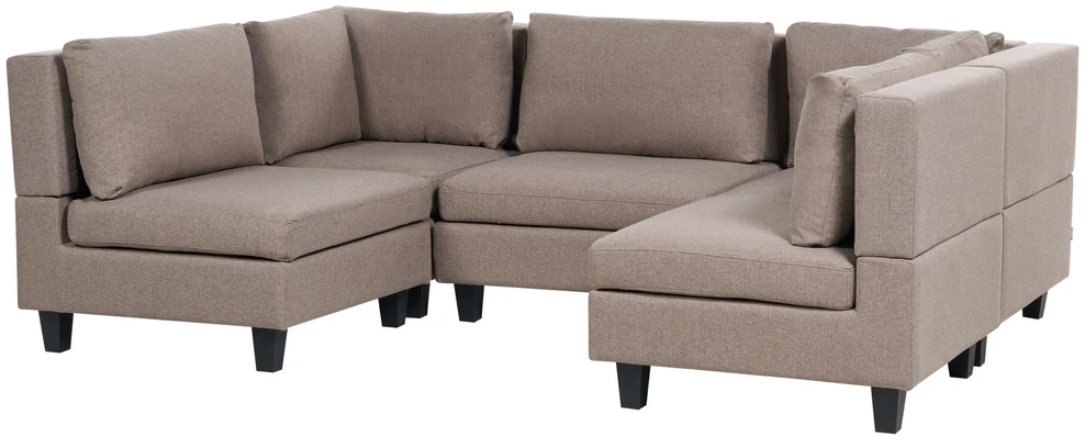 Beliani Modulinė U formos sofa 5 asmenims UNSTAD ruda