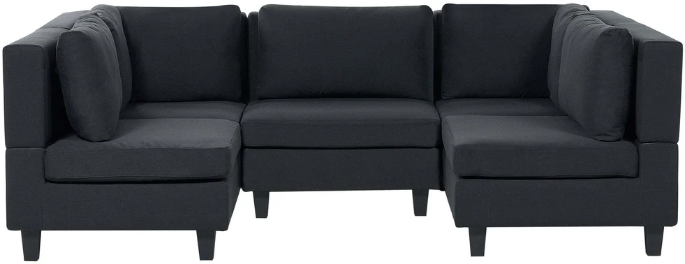 Beliani Modulinė U formos sofa 5 asmenims UNSTAD Juoda