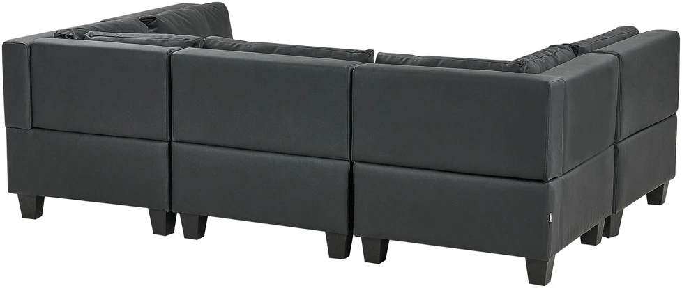 Beliani Modulinė U formos sofa 5 asmenims UNSTAD juodos spalvos dirbtinė oda