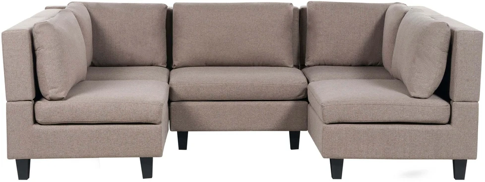 Beliani Modulinė U formos sofa 5 asmenims UNSTAD ruda