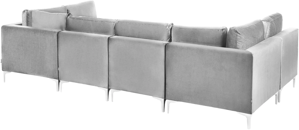 Beliani Modulinė U formos sofa 6 asmenims EVJA pilko veliūro