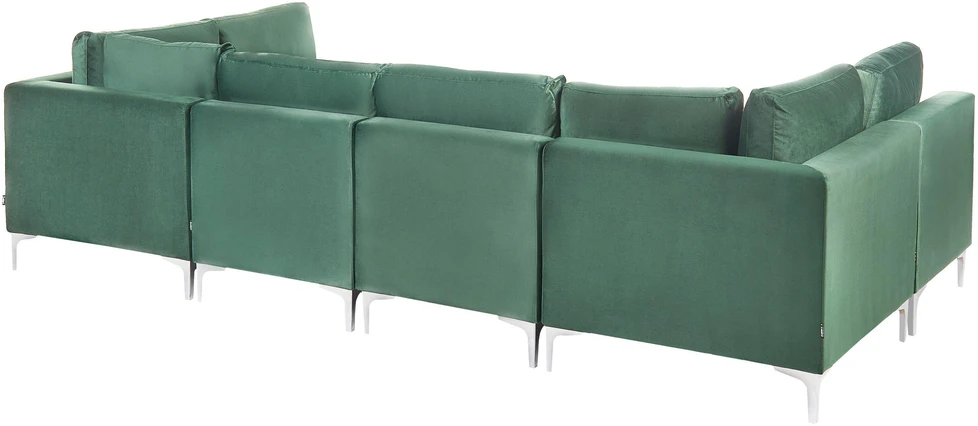 Beliani Modulinė U formos sofa 6 asmenims EVJA žalias veliūras
