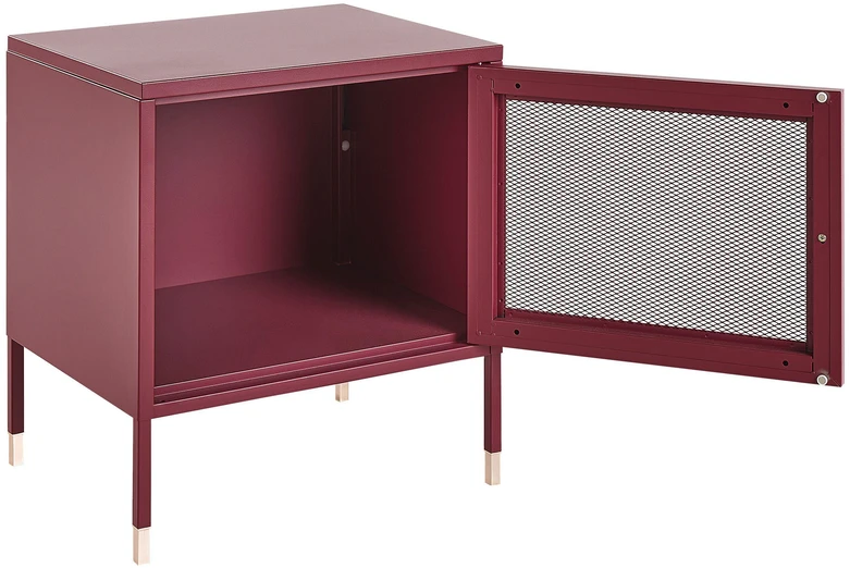 Beliani Naktinis staliukas OSSETT metalinis bordo spalvos