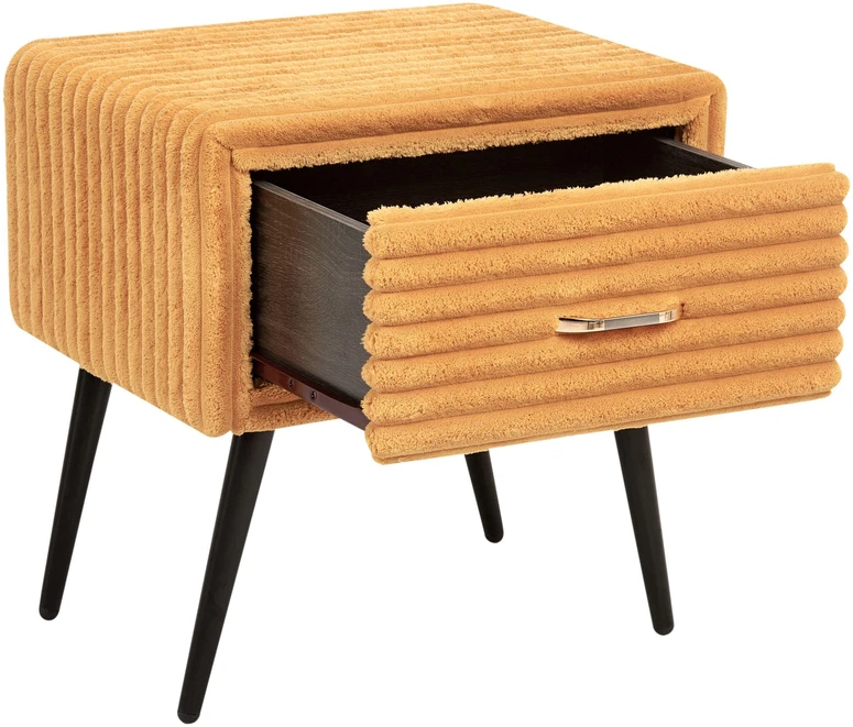 Beliani Naktinis staliukas su 1 stalčiumi FLAYAT, oranžinis velvetas