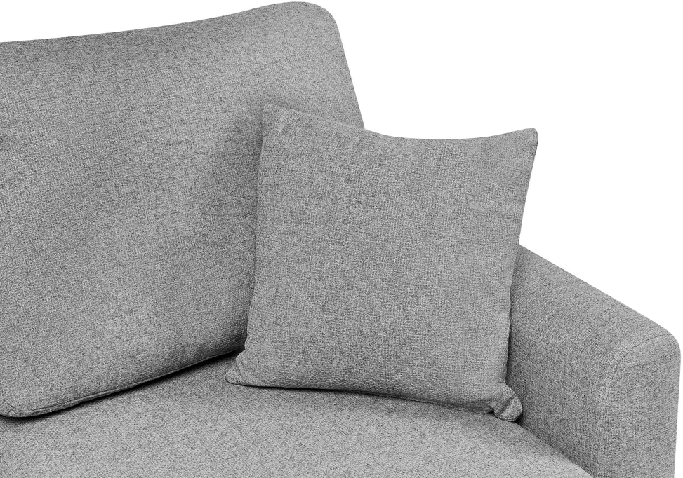 Beliani NASSJO išskleidžiama kampinė sofa 3 asmenims, sintetinio lino pilka kairioji