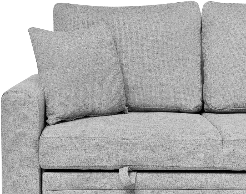 Beliani NASSJO išskleidžiama kampinė sofa 3 asmenims, sintetinio lino pilka kairioji