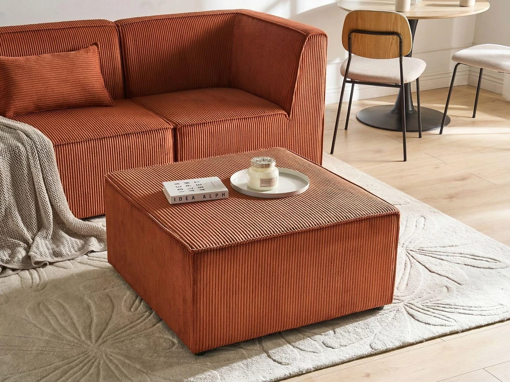 Sofa Beliani Otomana LEMVIG velvetinis dirbtinis pluoštas, auksinės rudos spalvos