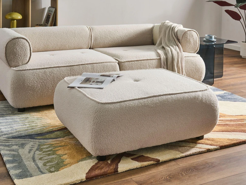 Sofa Beliani Otomana SALLA Boucle, kreminė balta