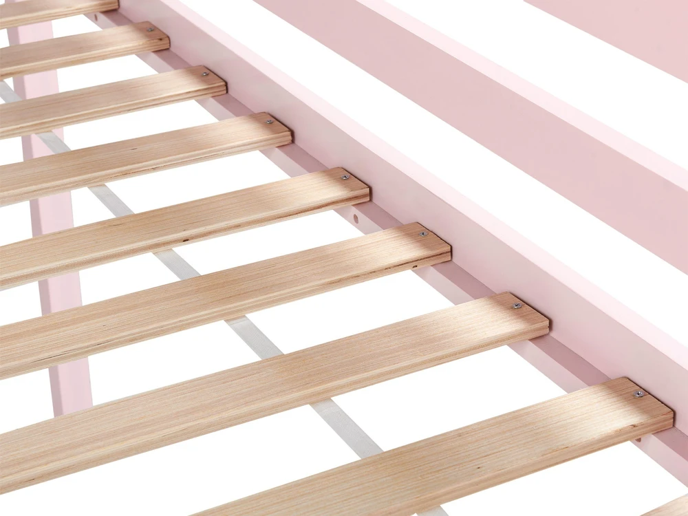 Beliani Paaukštinta lova pušies medienos ASCOUX 90 x 200 cm Rožinė