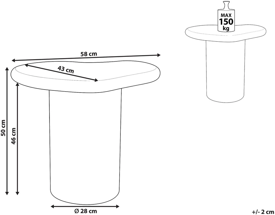 Beliani Pagalbinis staliukas ARSOLI 43 cm 58 cm kreminės baltos spalvos