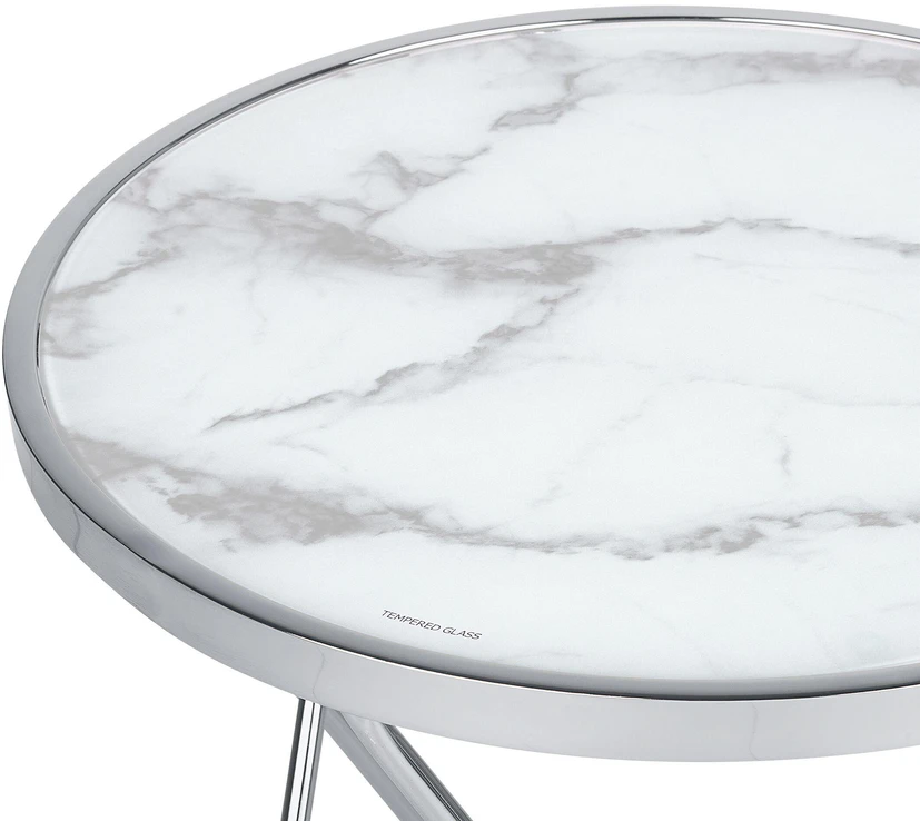 Beliani Pagalbinis staliukas MERIDIAN Grūdintas stiklas Marmuras / sidabrinė