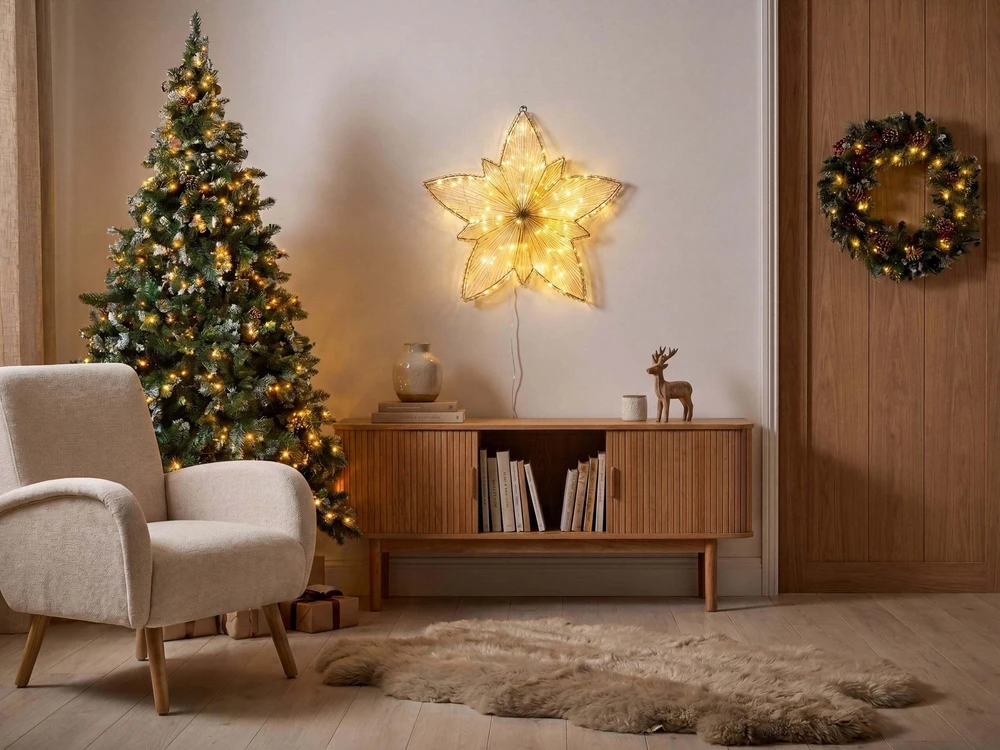 Beliani Pakabinama LED sodo dekoracija HOFSOS Žvaigždė 50 cm sidabrinė