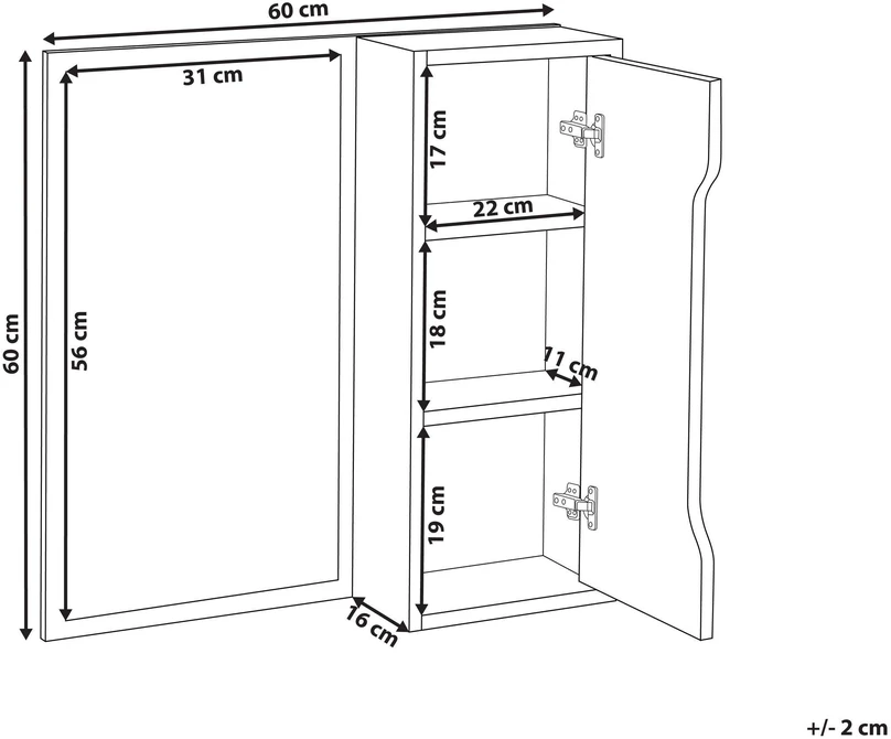 Beliani Pakabinama spintelė PALMAS 60 cm 60 cm Balta