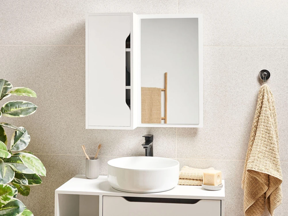 Beliani Pakabinama spintelė PALMAS 60 cm 60 cm Balta